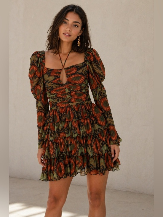 Ulla Johnson Dresses & Skirts - Ulla Johnson Naiya Dress Size 4 Metallic Floral Ruffle Mini NWT